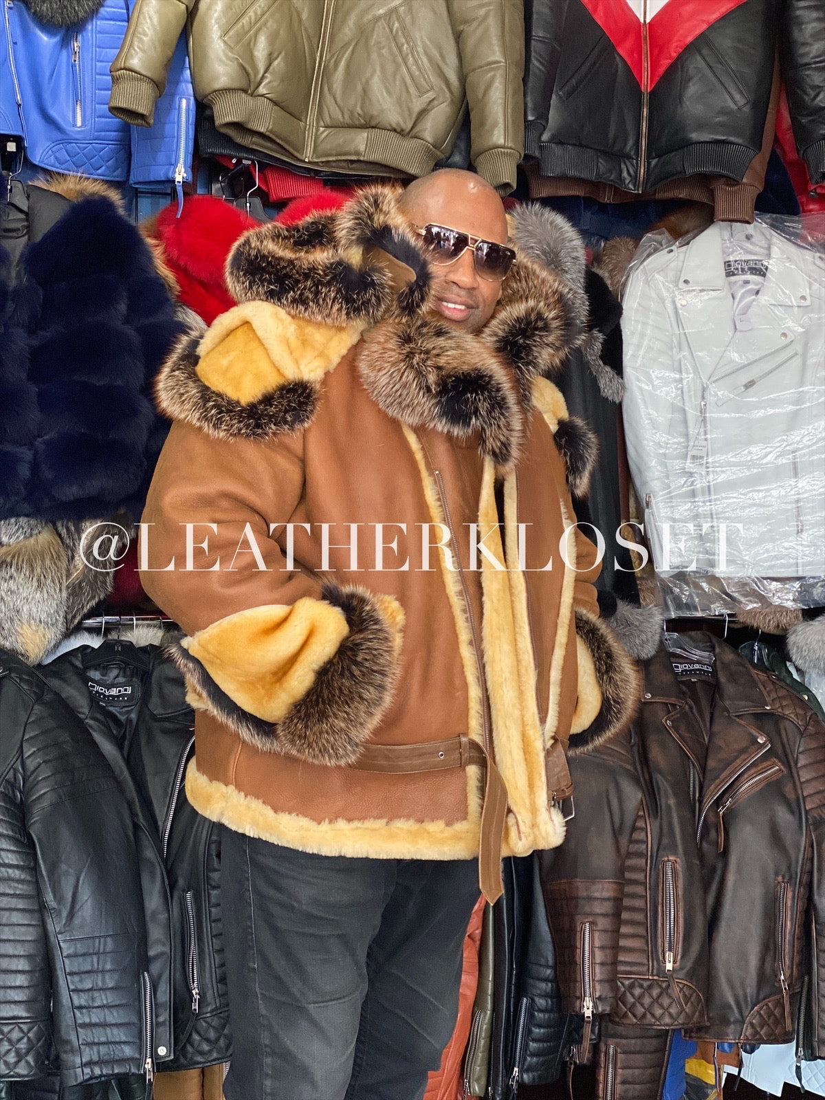 Mens Andre Shearling Biker With Fox – LeatherKloset