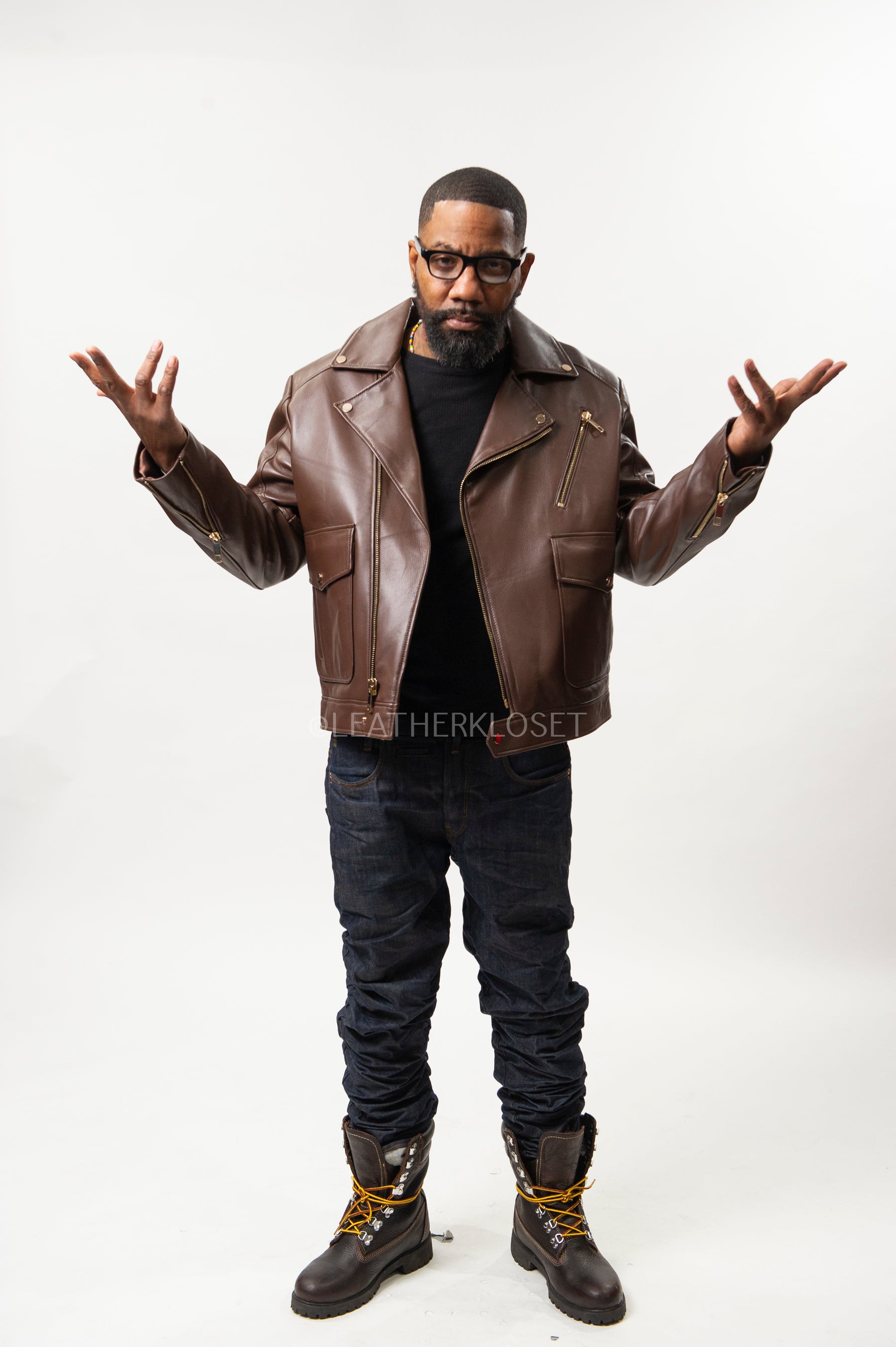 Men's Kai Classic Biker Leather Jacket [Brown] – LeatherKloset