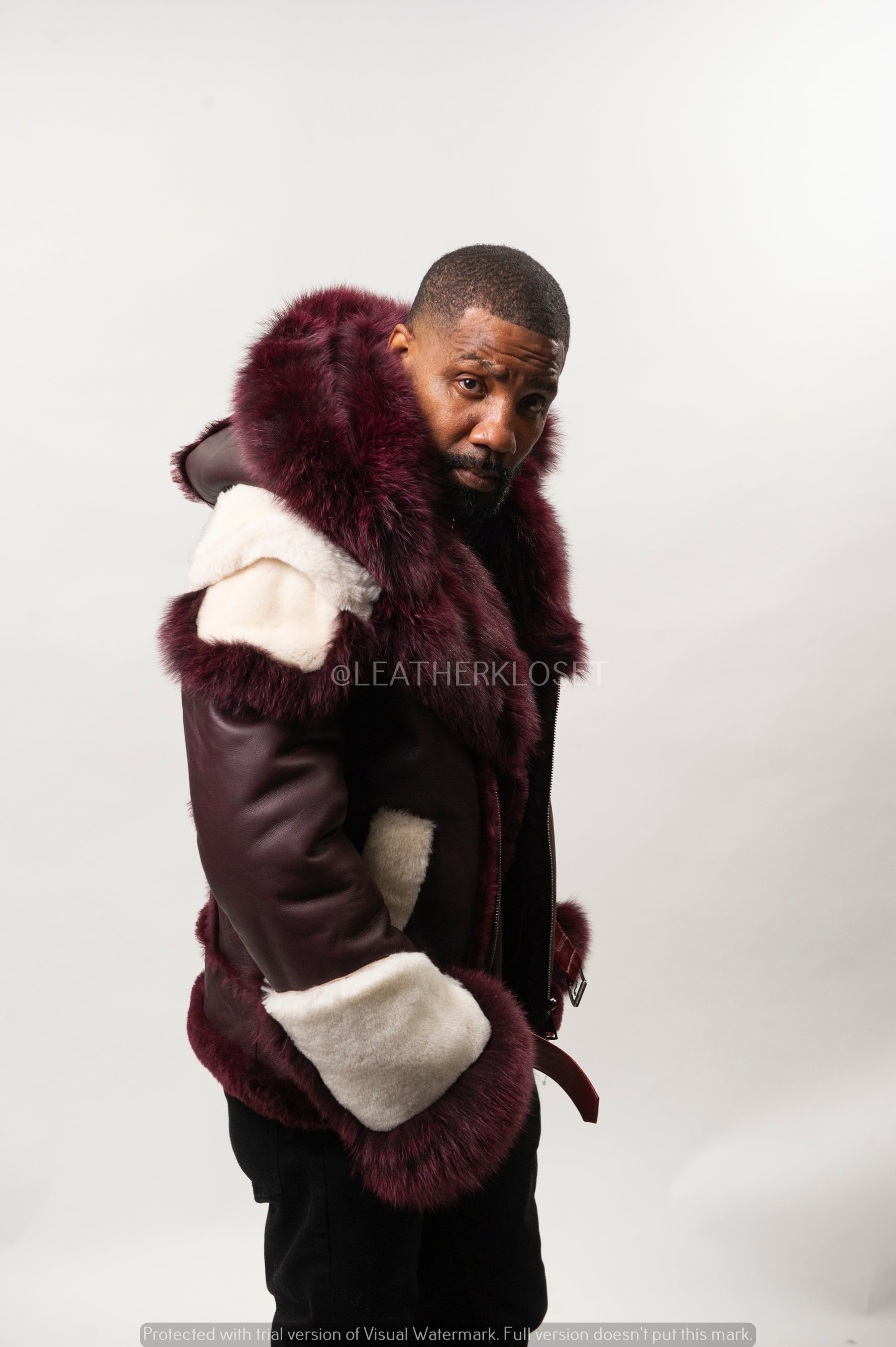 Men's Andre Shearling Biker With Fox [Wine] – LeatherKloset