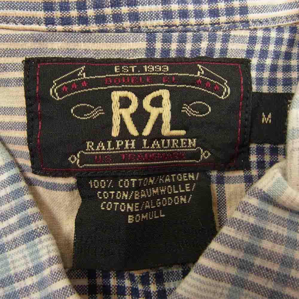 RRL ダブルアールエル 90s 三ツ星タグ チェック 半袖 シャツ ブルー系