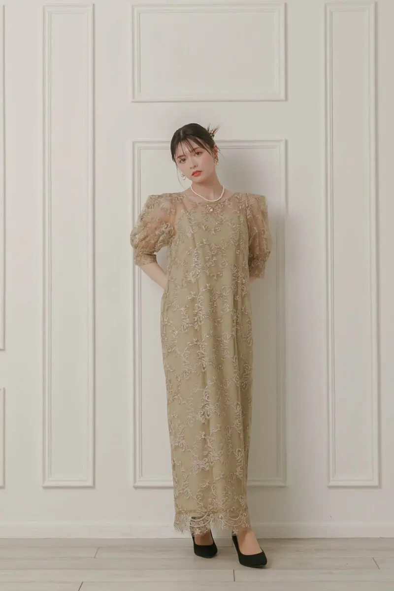 LE'RURE Kiarakira check onepiece ベージュ・S Kirakira check