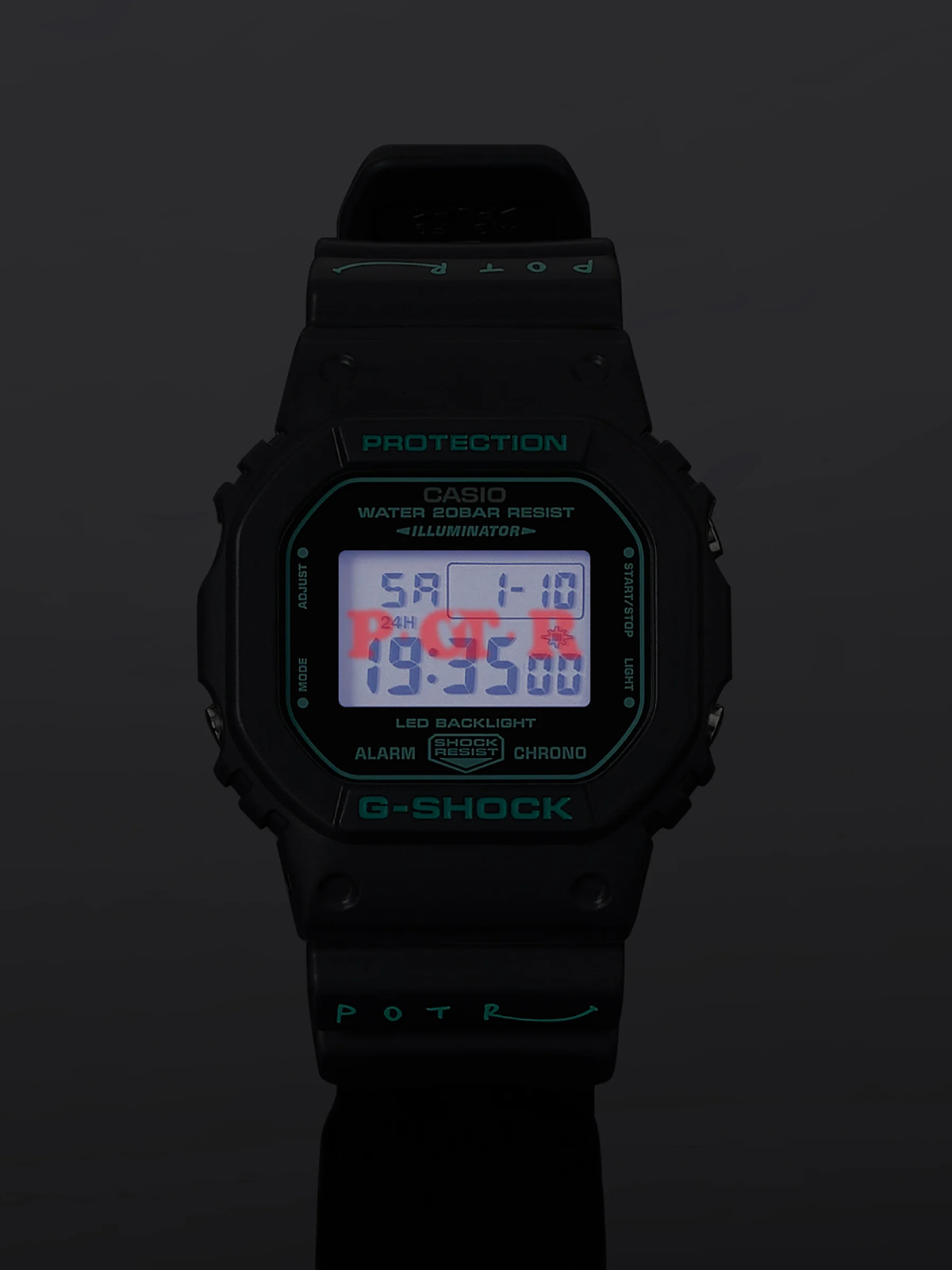 G-SHOCK が POTR とコラボ、ターコイズブルーをアクセントにした DW