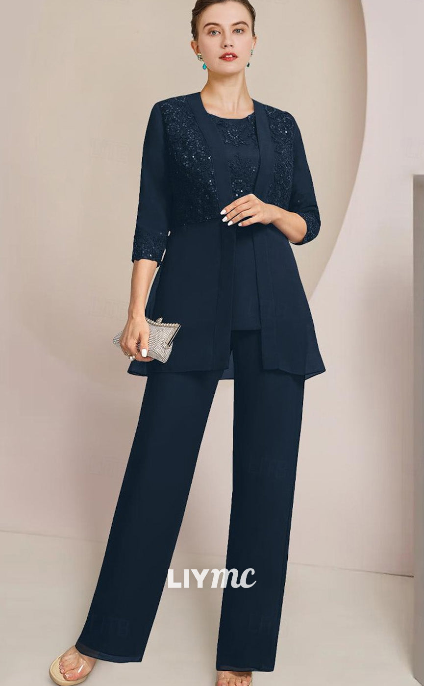 M1014 - Jumpsuit Pantsuit 3 Piece Mother of the Bride Dress Formal