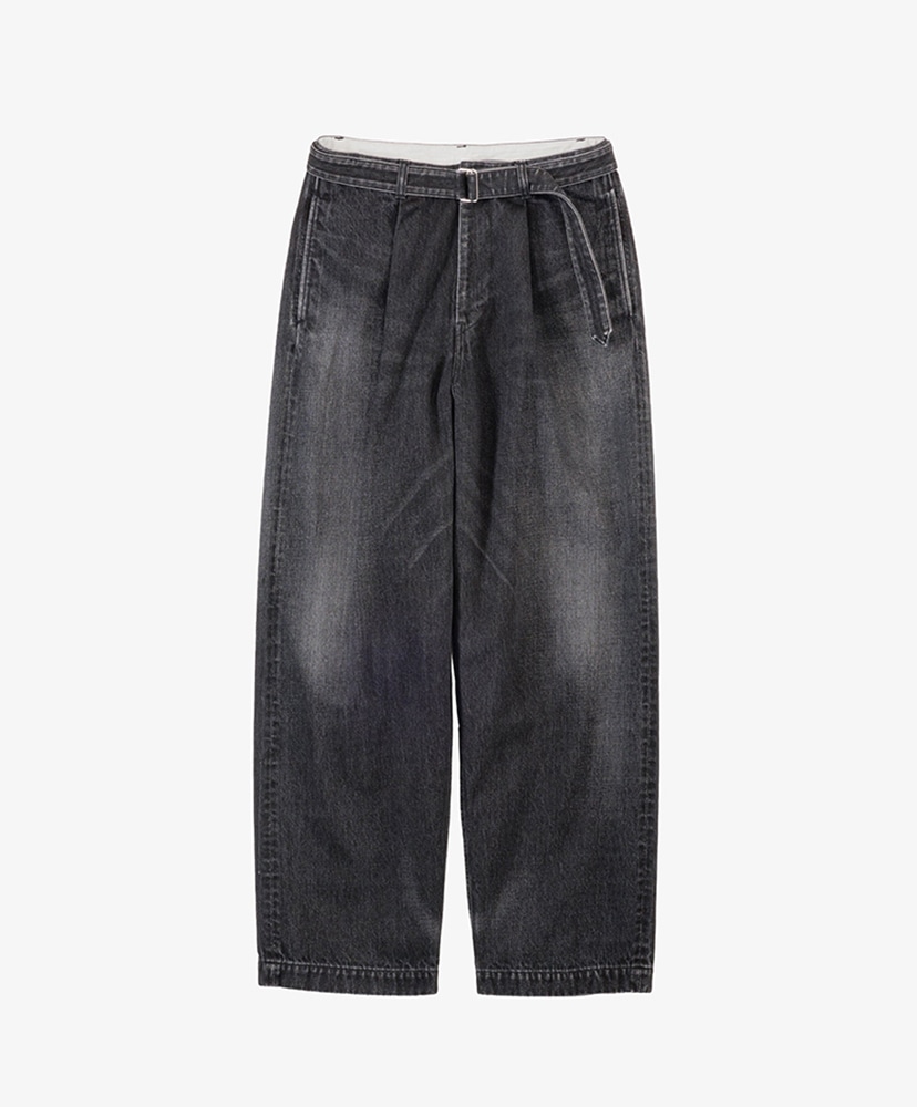 Selvage Denim Belted Pants -DARK FADE-(1(MEN) Black Dark Fade