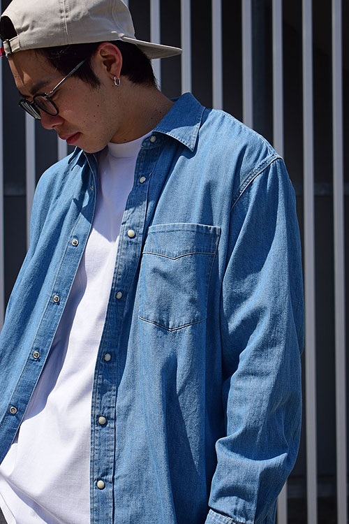 AURALEE[オーラリー] 23SS Selvedge Super Light Denim Shirt [Washed