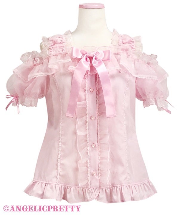 Frill See-Through Off-Shoulder Blouse by Angelic Pretty