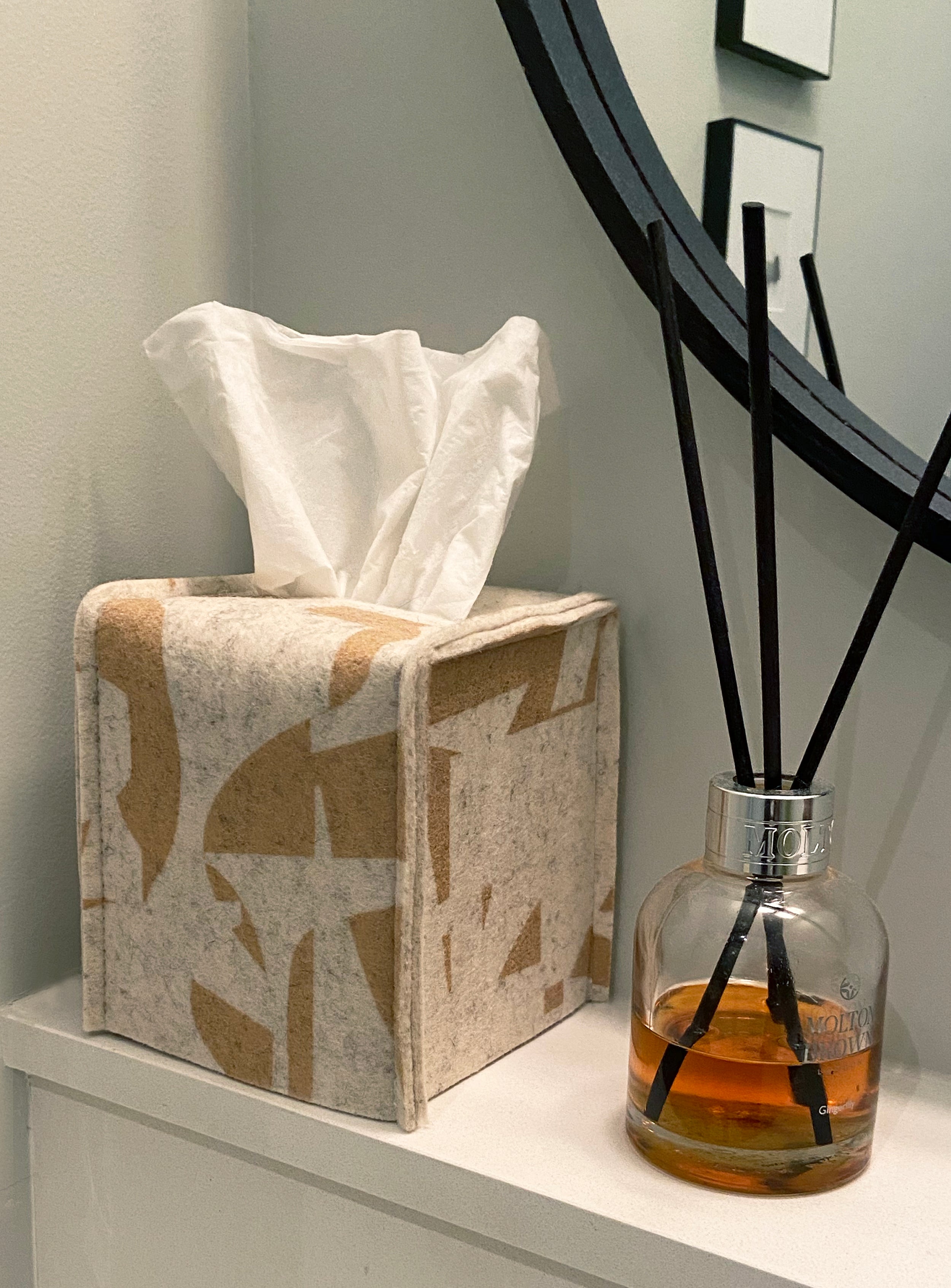 Tissue Box Cover Merino Wool Felt 'Fragment' Bamboo – Lorraine Tuson