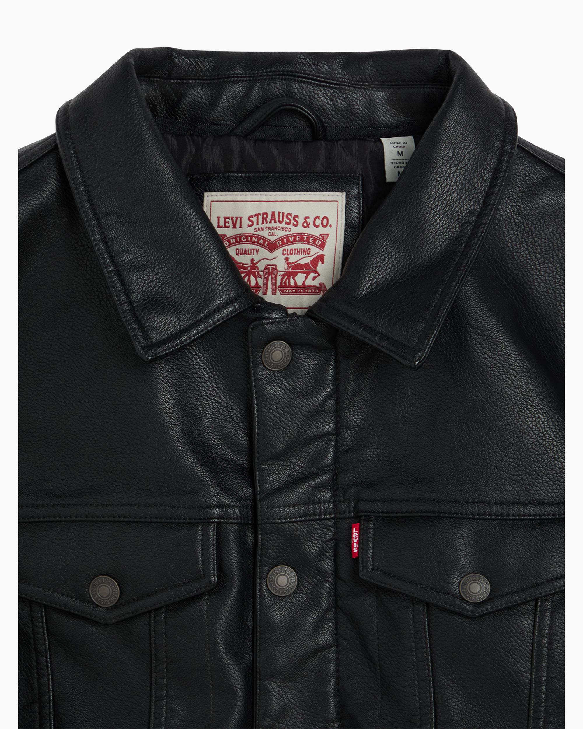 Faux Leather Trucker Sherpa Jacket - Black | Levi's® HU