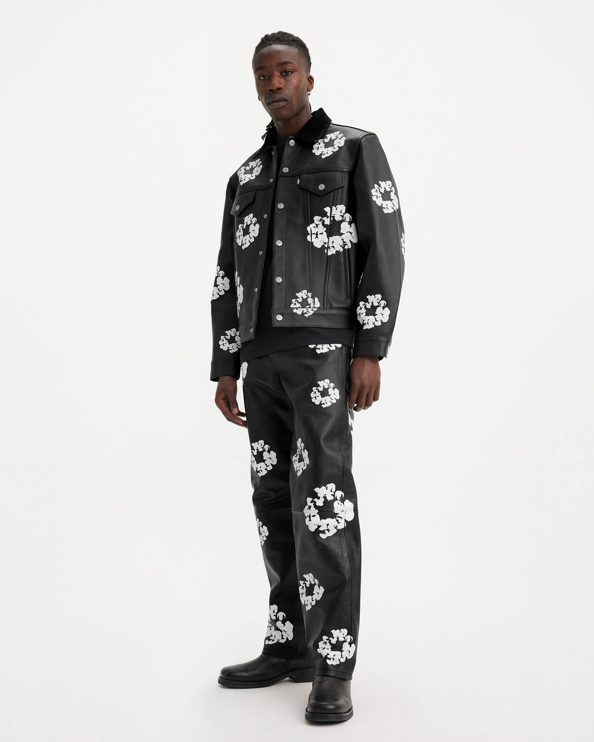 Levi's® X Denim Tears Leather Cotton Wreath Pants - Black | Levi's® US