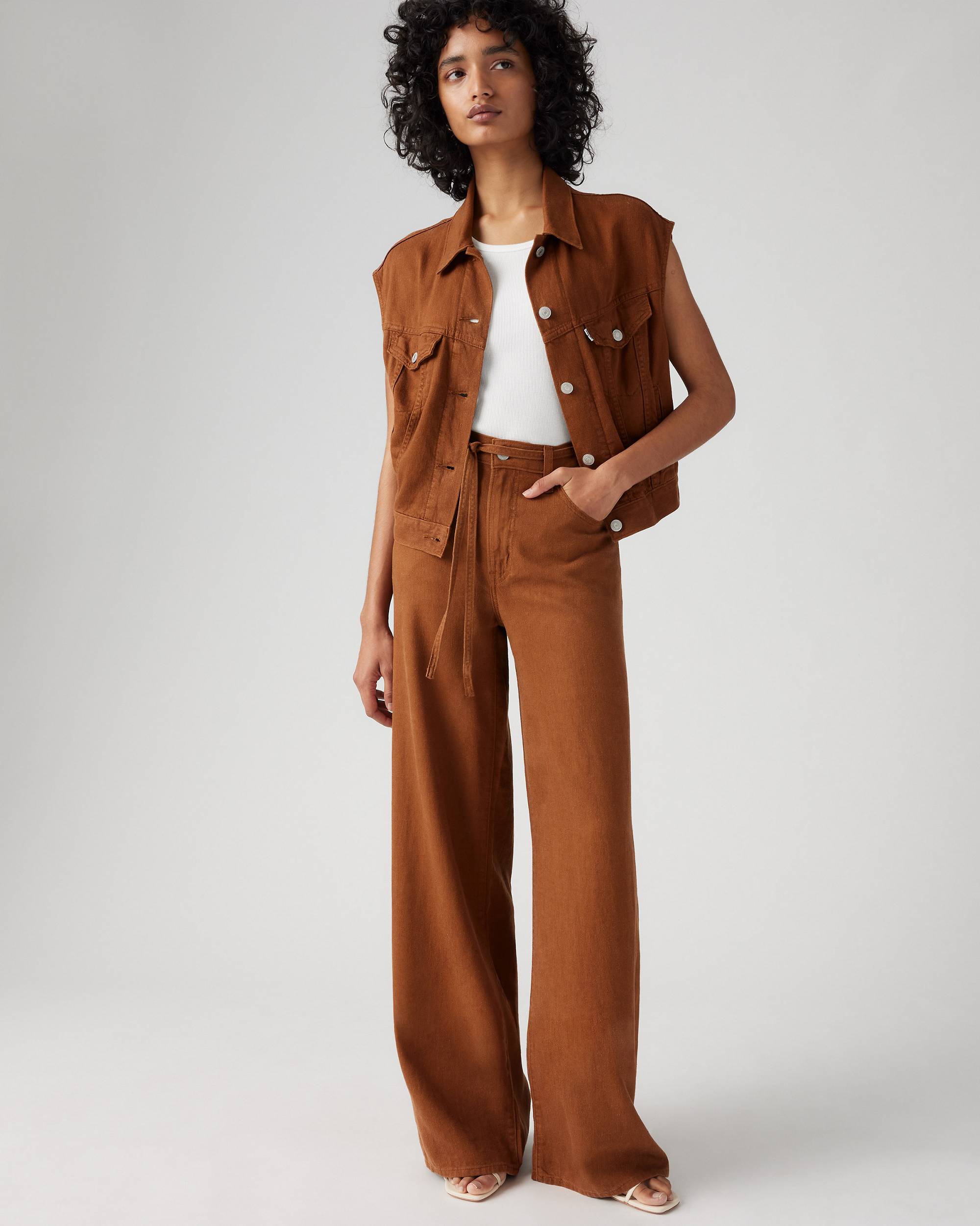 Xl Baggy Straight Linen Blend Women's Pants - Brown | Levi's® CA