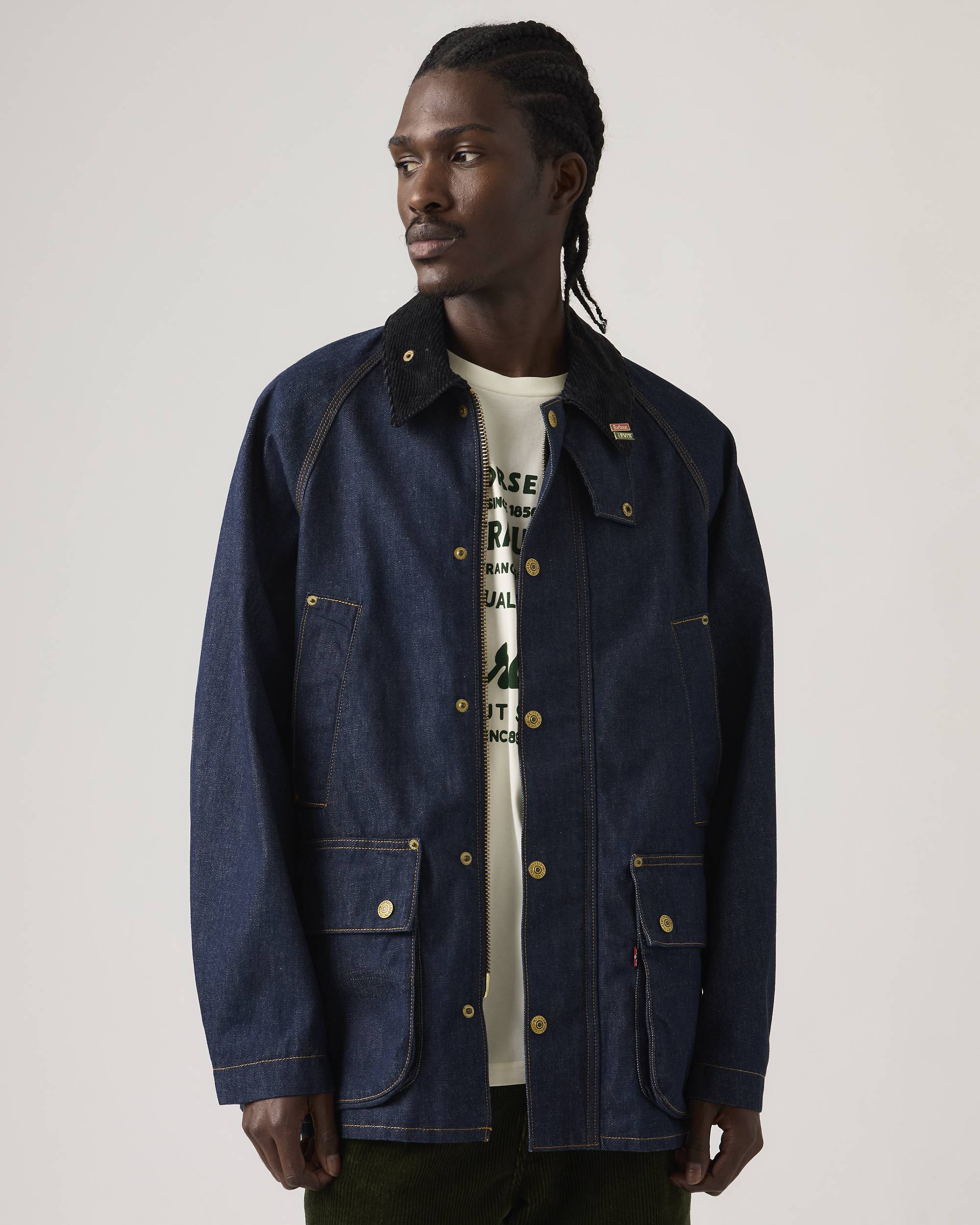 Levi's® X Barbour Oversized Bedale Jacket - Dark Wash | Levi's® US