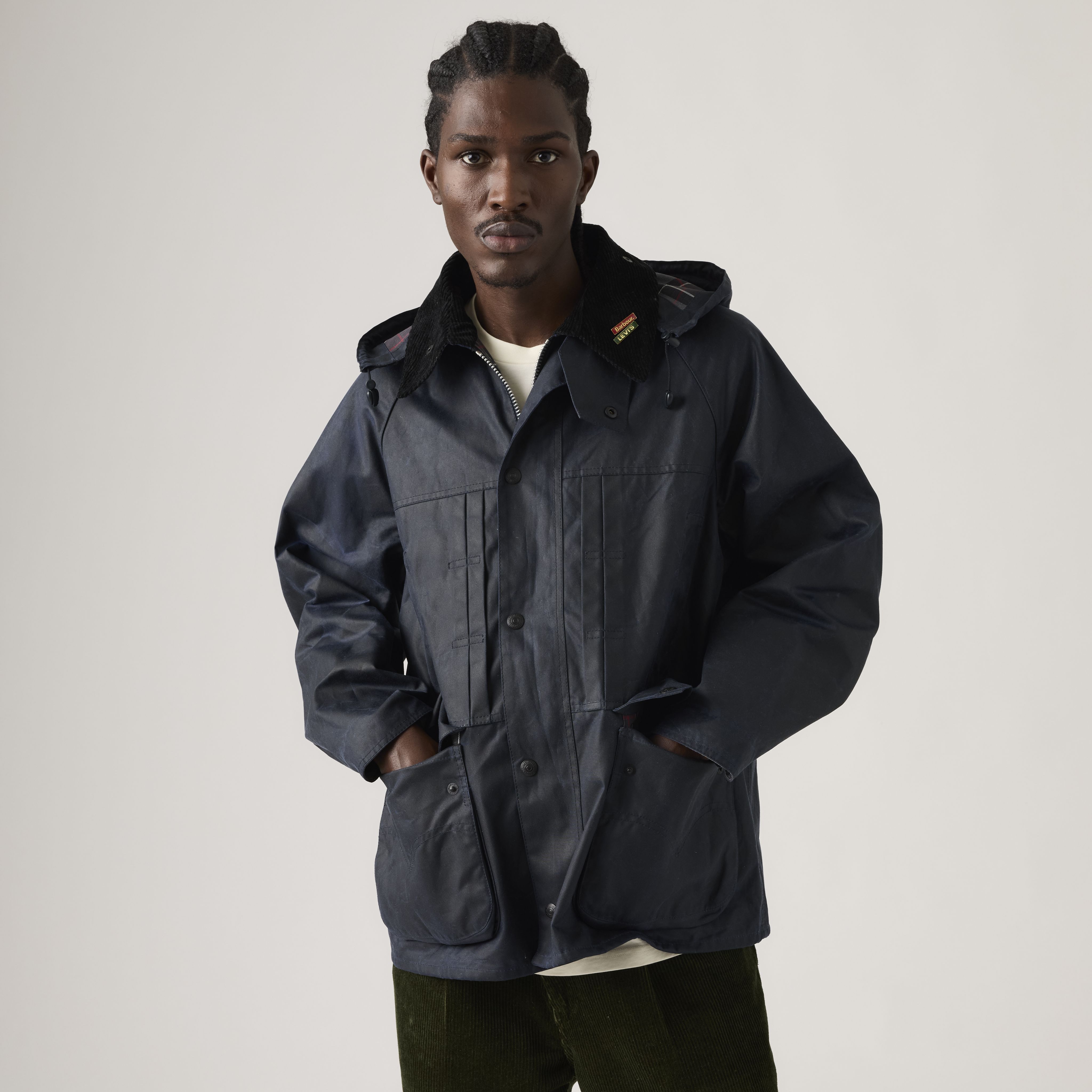 Levi's® X Barbour Oversized Bedale Waxed Jacket - Blue | Levi's® NL
