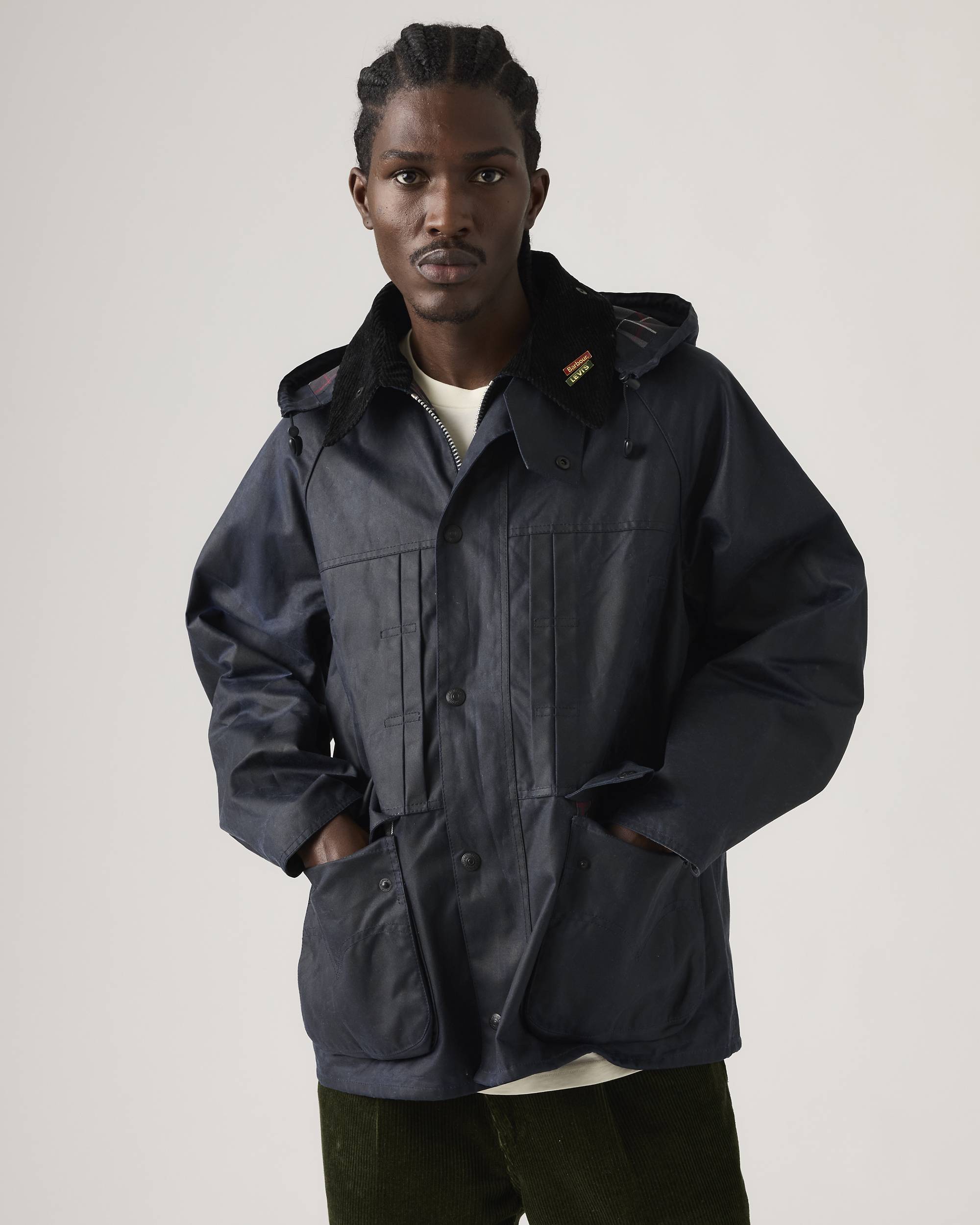Levi's® X Barbour Oversized Bedale Waxed Jacket - Blue | Levi's® FI