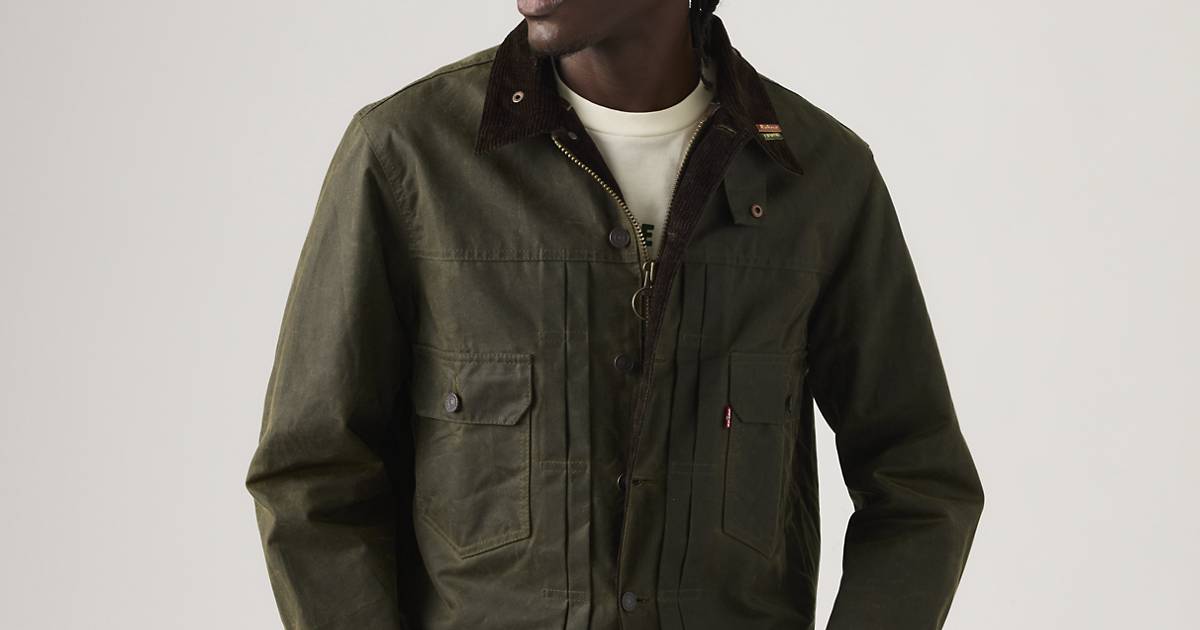 Levi's® X Barbour Type Ii Waxed Trucker Jacket - Green | Levi's® CA