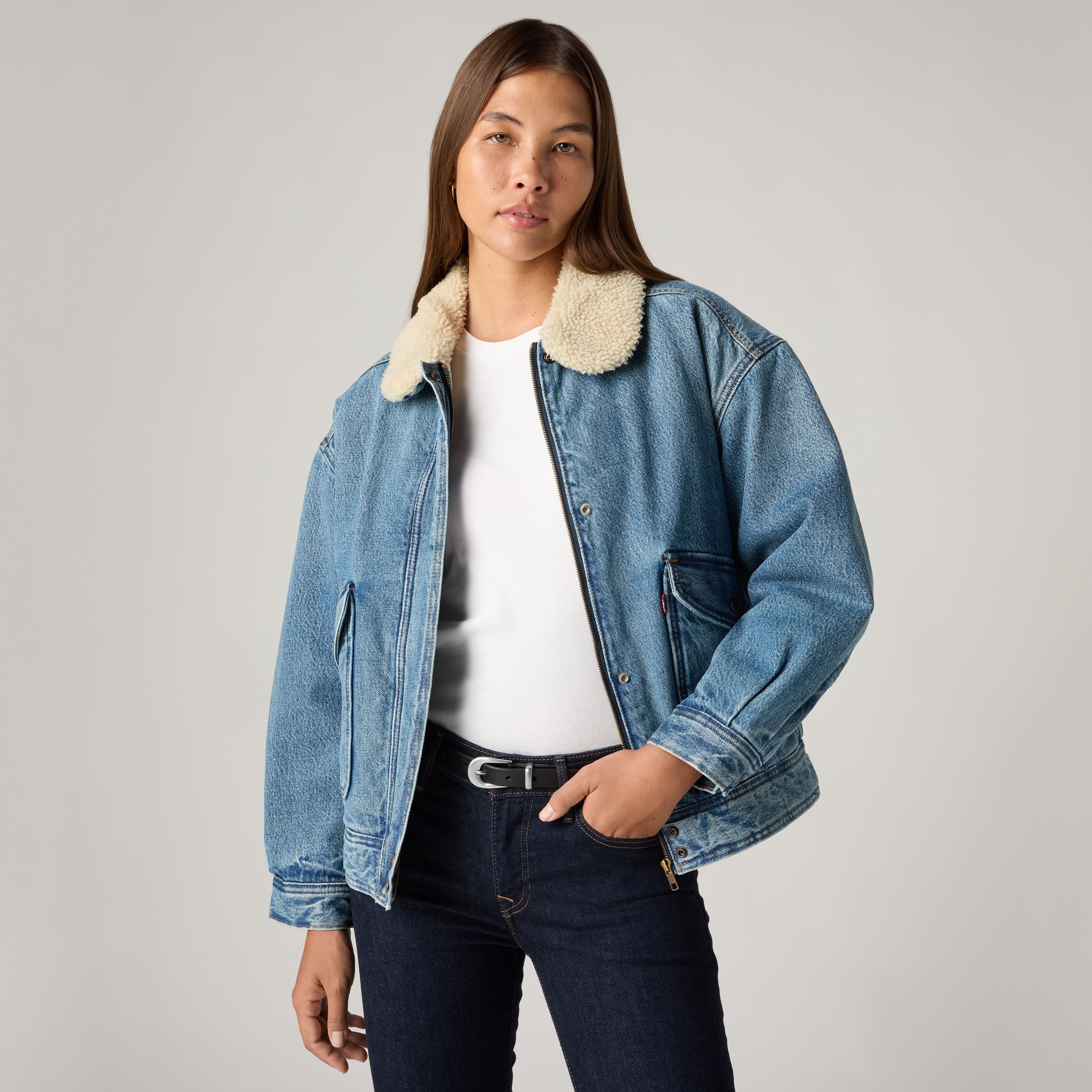Everyday Bomber With Faux Shearling Collar - Light Wash | Levi's® CA
