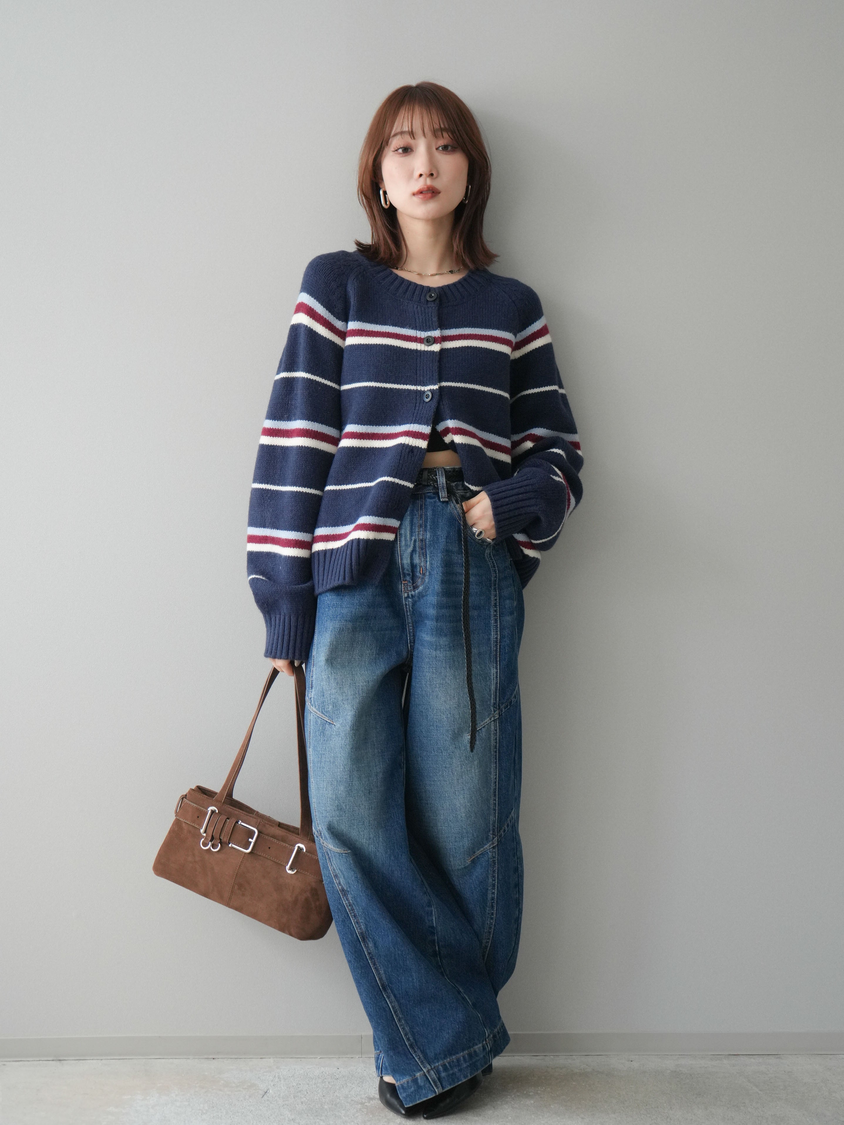 予約]デザインステッチカーブデニムパンツ/navy – Lumier