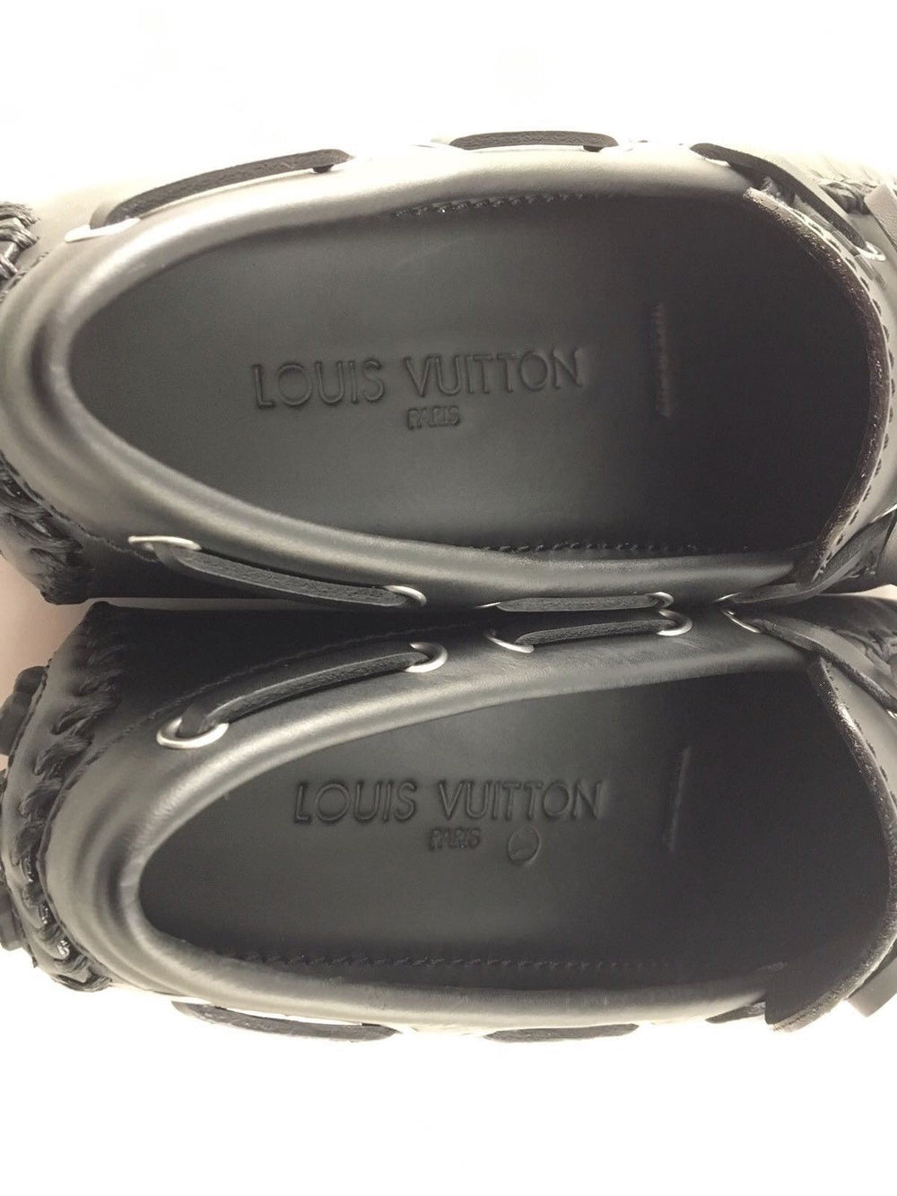 Louis Vuitton Men's Black Leather Arizona Car Shoe Loafer