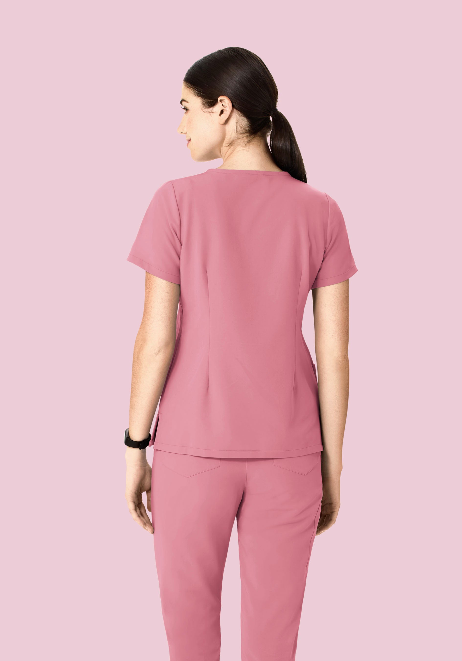 Women's V-Neck 6-Pocket Top - Rosé | Mandala Scrubs