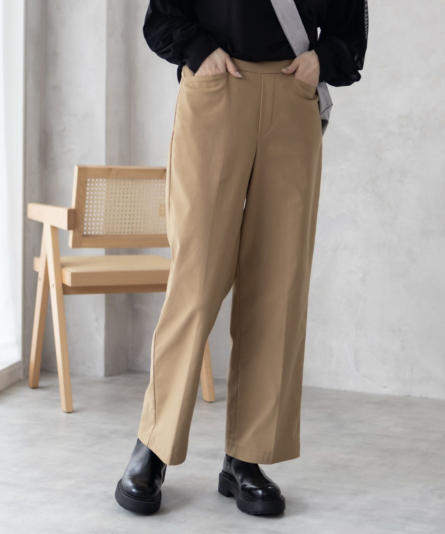 HusHusH らく美パン 裏起毛ストレートパンツ レディース