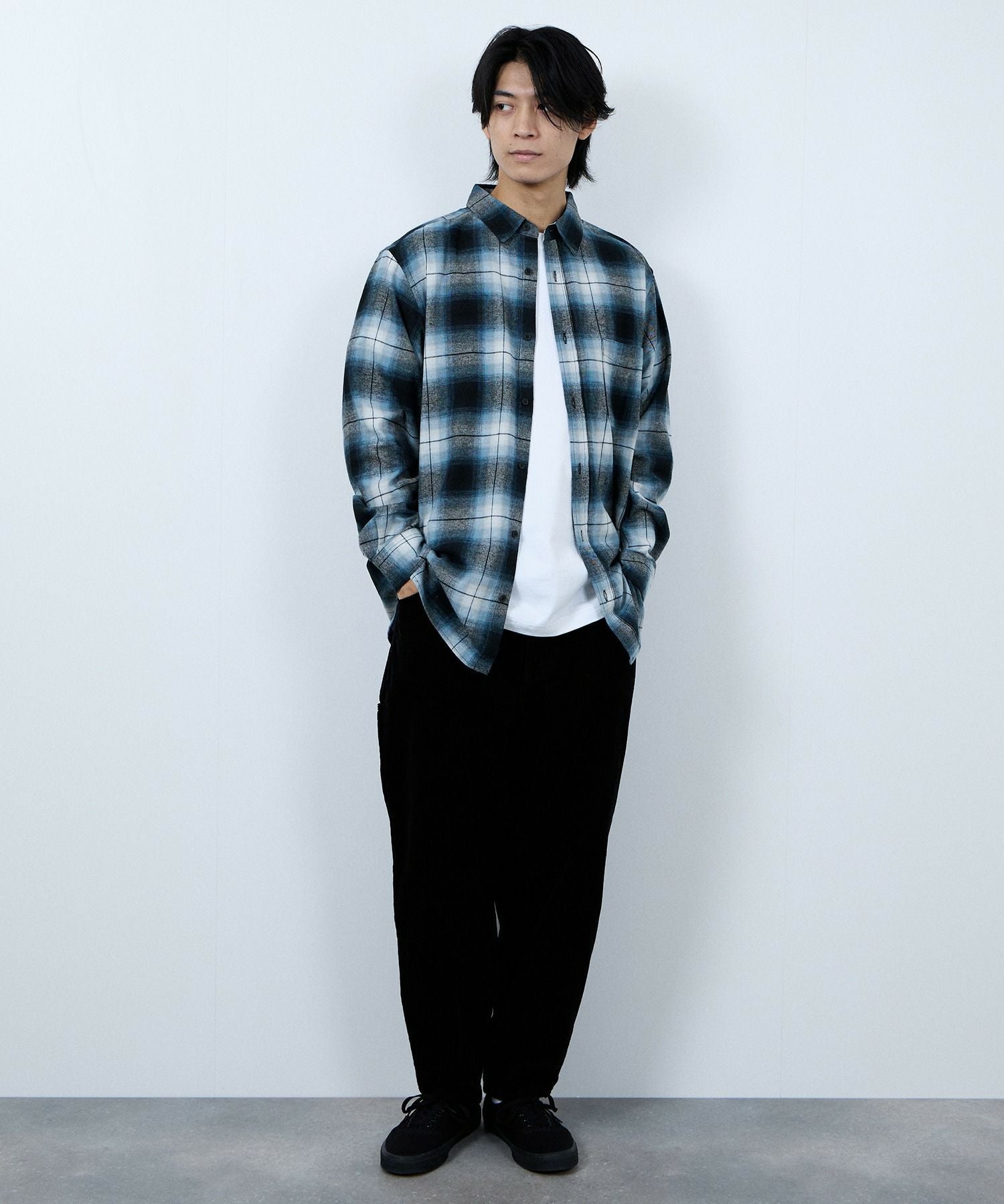 NAVY ソフトフランネルシャツ メンズ