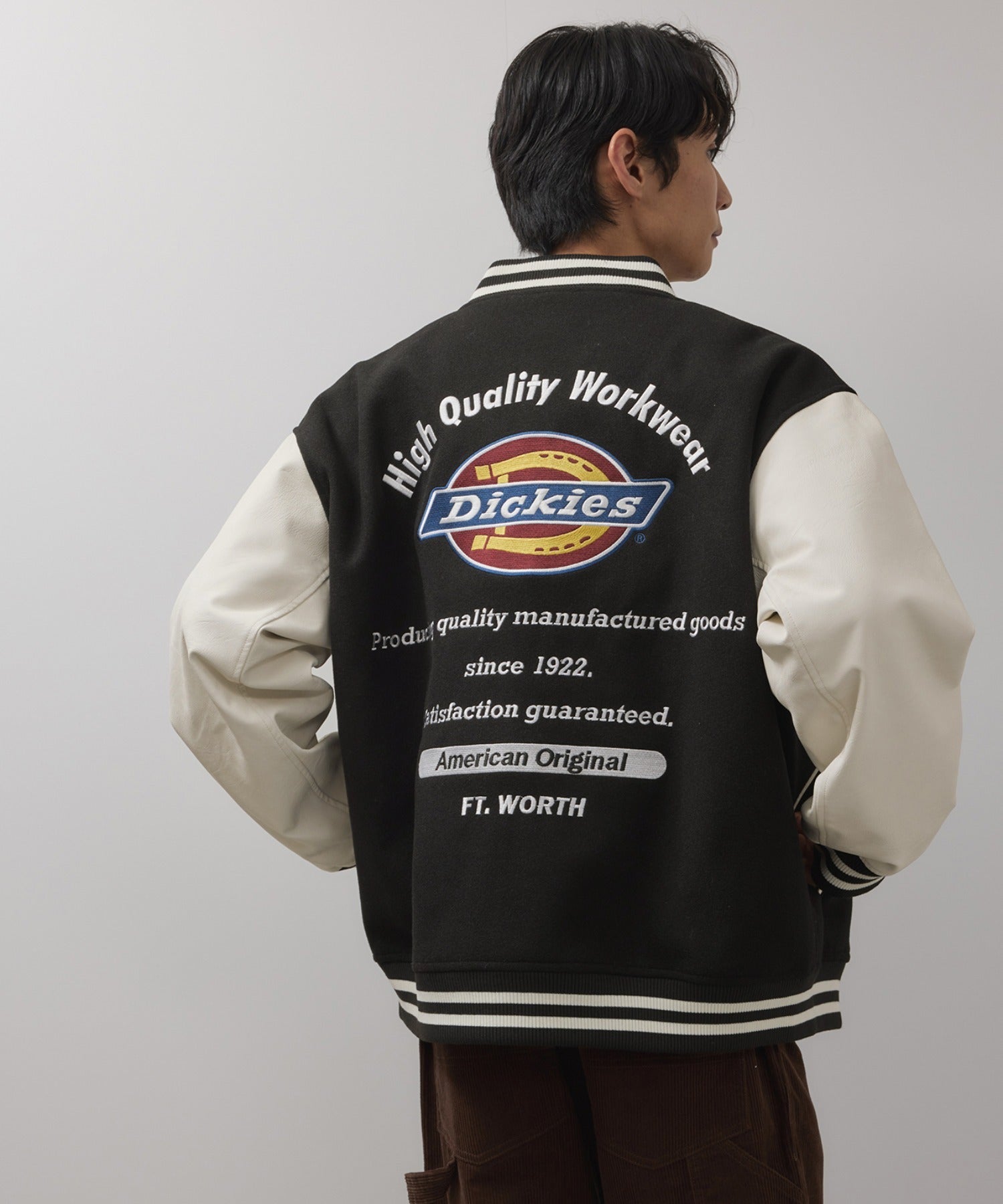Dickies/ディッキーズ ロゴ刺繍 合成皮革切替 スタジアムジャンパー