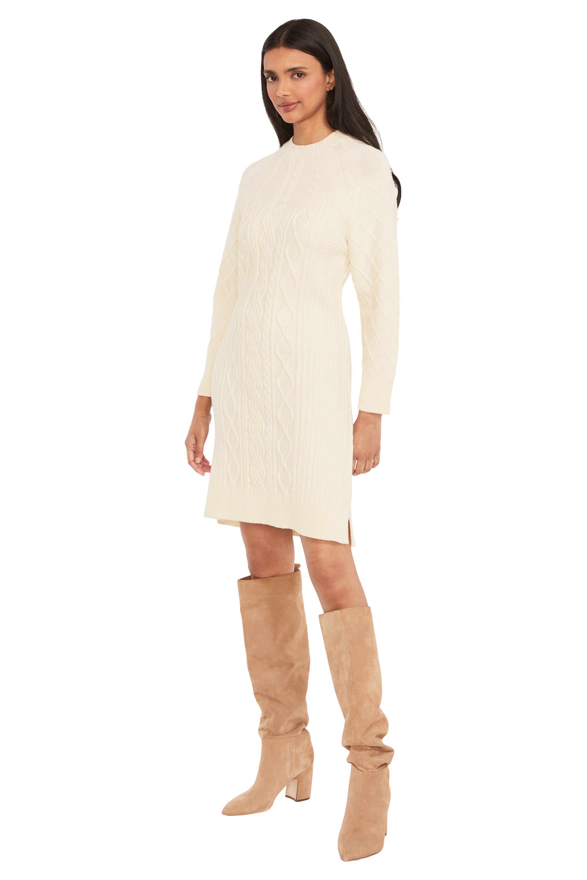 Benjamin Cable Knit Sweater Dress – Maggy London