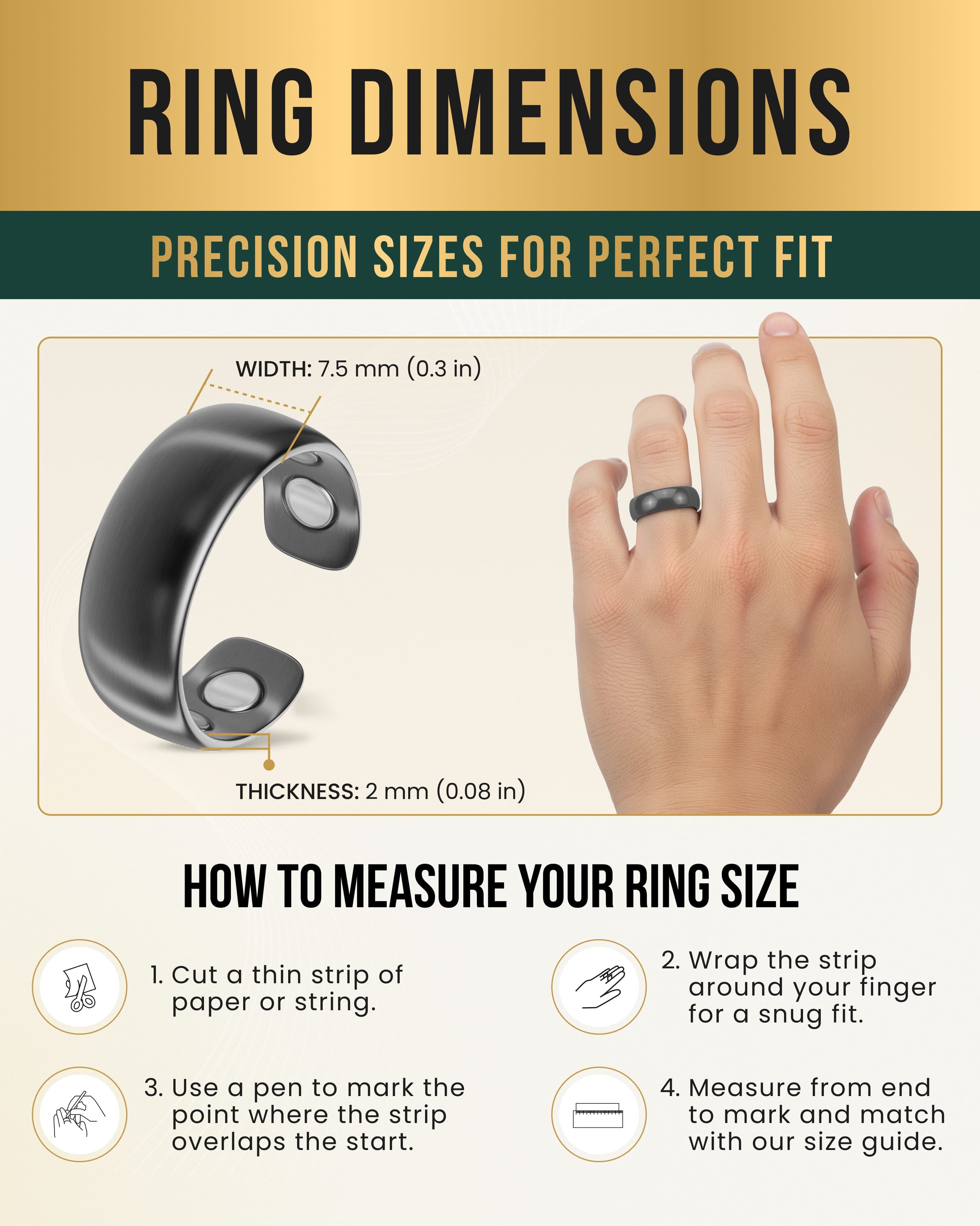 MagnetRX Magnetic Therapy Ring - Gunmetal Gray