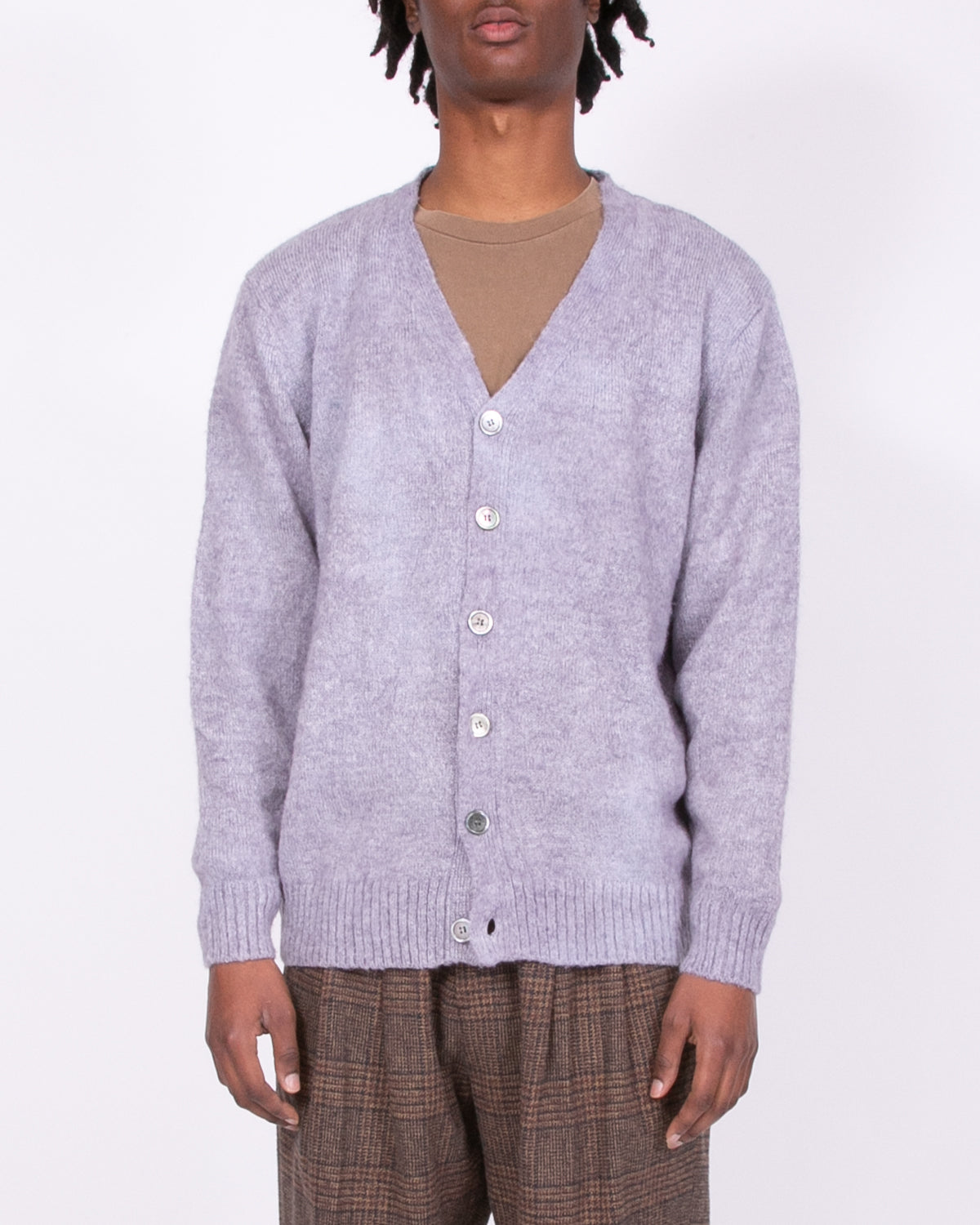 Maiden Noir Mohair Dyed Cardigan - Purple Ash Dyed