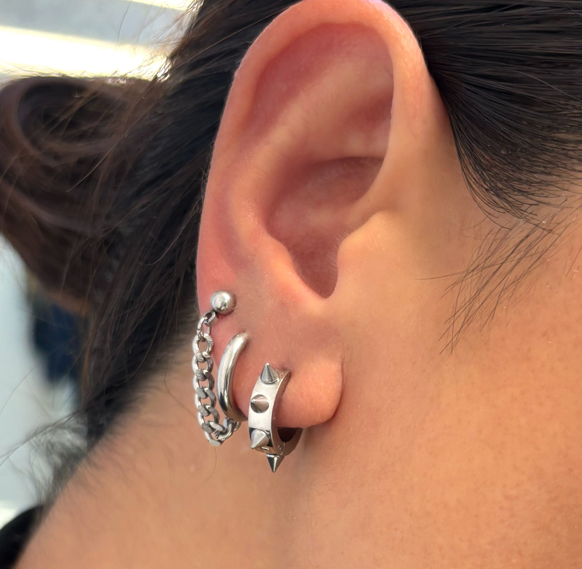 Chantel Spike Silver Huggie Earrings - Tarnish Free Jewelry