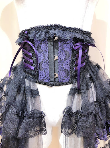TIERED SIDE TAIL VERY SHORT CORSET (BLACK × PURPLE) – MAJOH