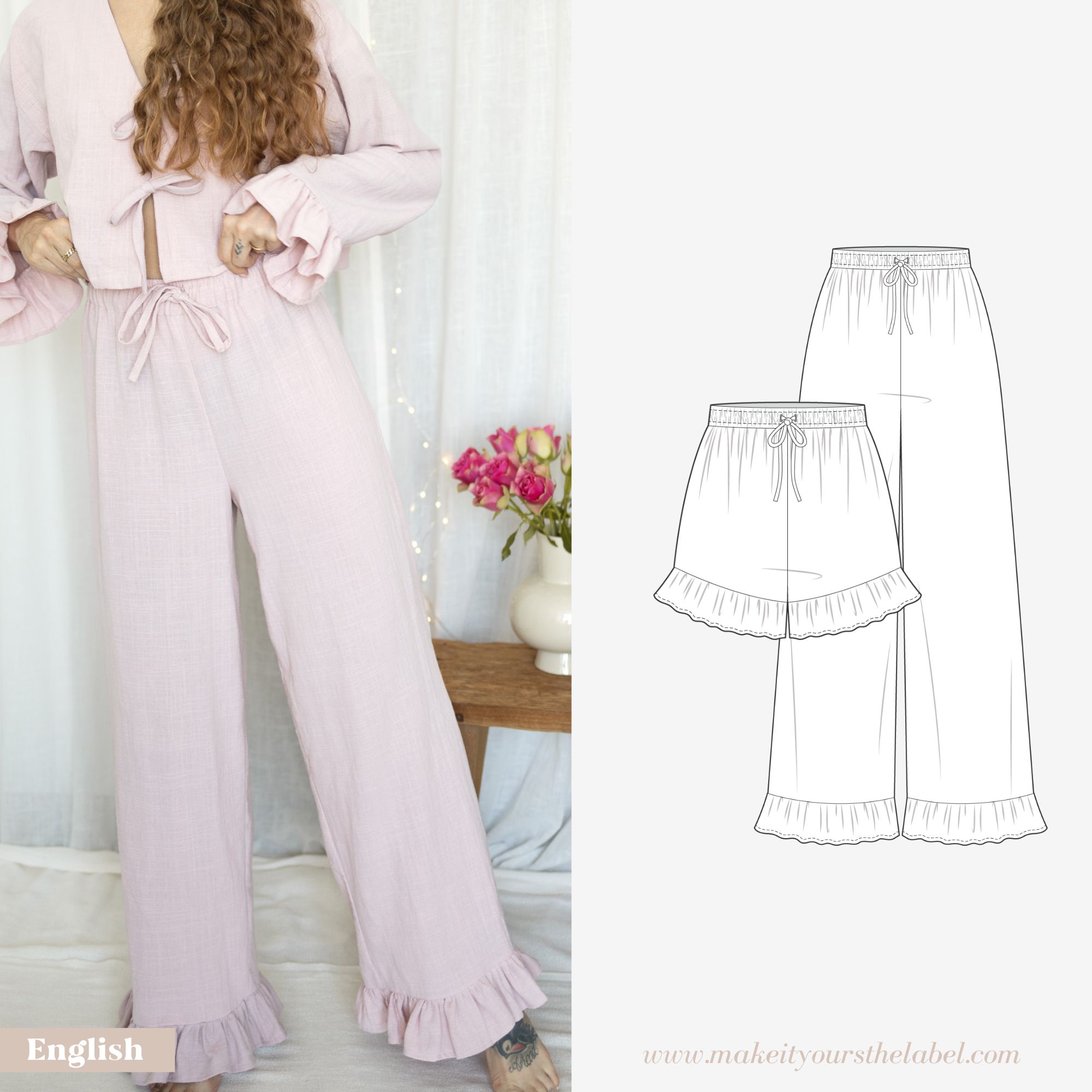 Ruffle Pants / Shorts Sewing Pattern • Make it Yours