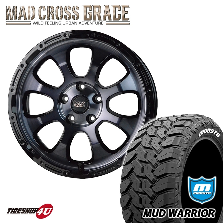 MAD CROSS GRACE 16x7.0J 5/114.3 +38 BKCBK TOYO OPEN COUNTRY R/T