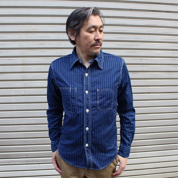Ues（ウエス）】WABASH STRIPE WORK SHIRT ウォバッシュストライプ
