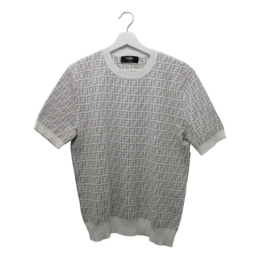 名東】【FENDI】フェンディ ズッカ柄 ニットTシャツ FZY443 AKEW