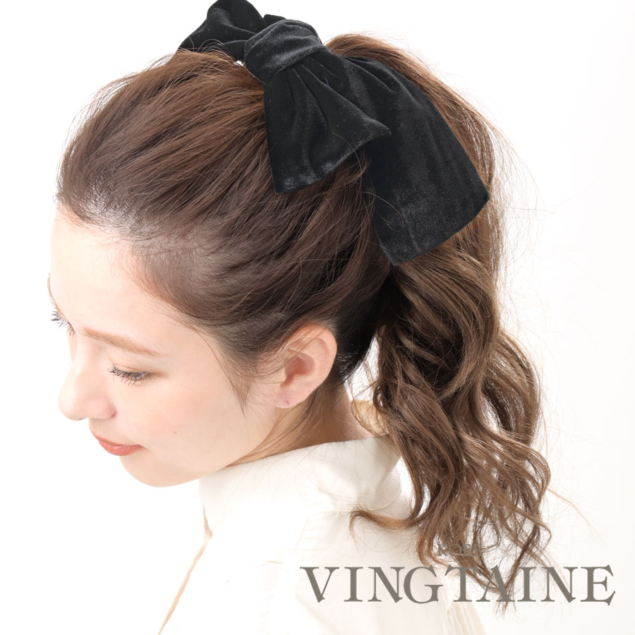 ベロアロングリボンバレッタ H7611 | ヘアアクセサリー,バレッタ
