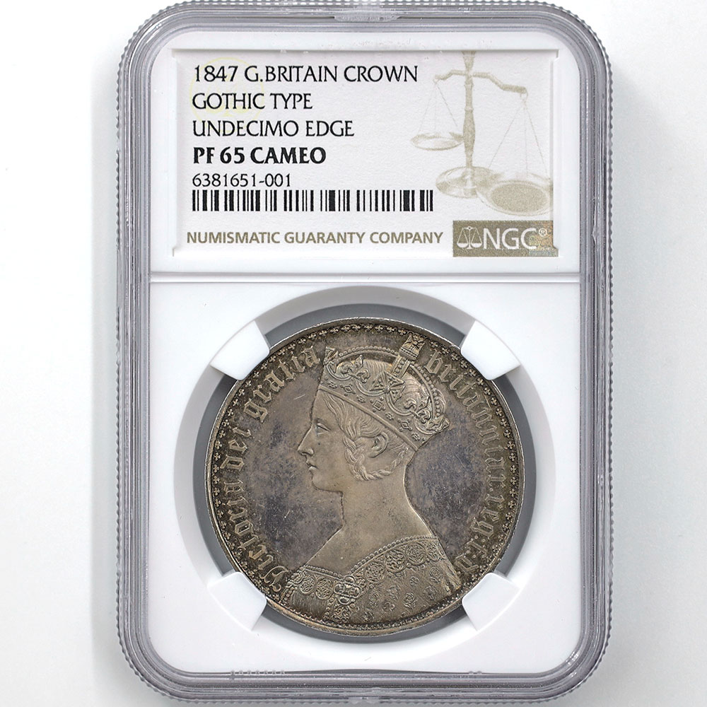 委託販売 1847 英国 ビクトリア女王ゴシッククラウン 1クラウン 銀貨