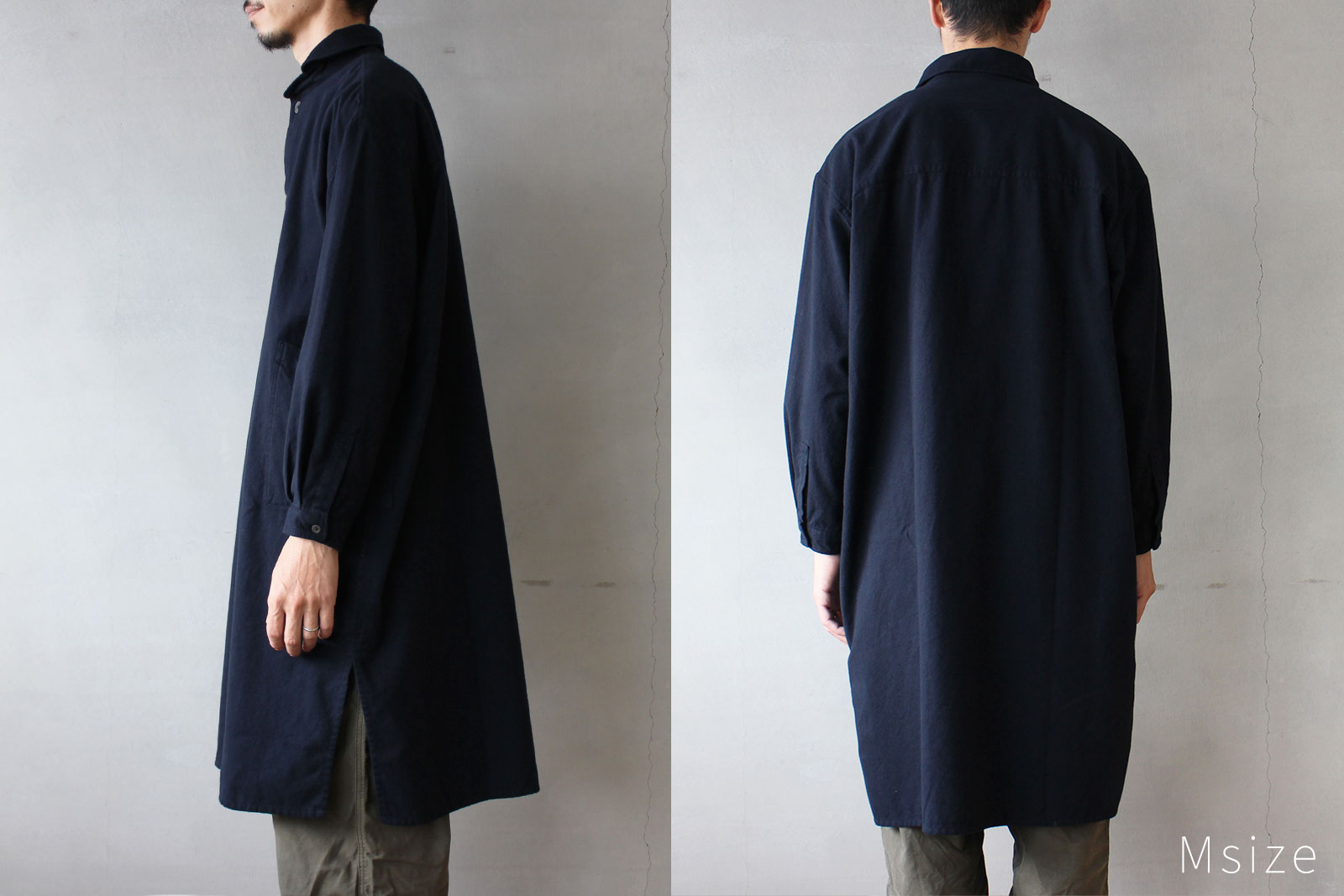 LOLO LIKE 定番プルオーバー型ビッグシャツワンピース M/L ネイビー