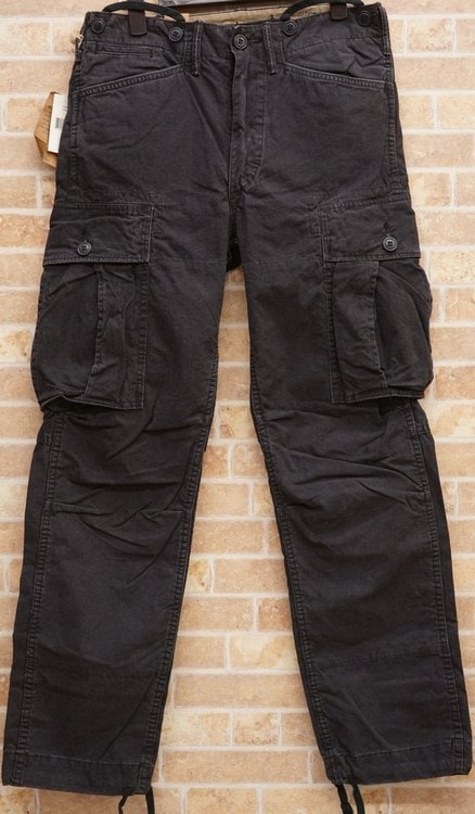 ダブルアールエル) RRL コットン ポプリン カーゴパンツ ブラック 33