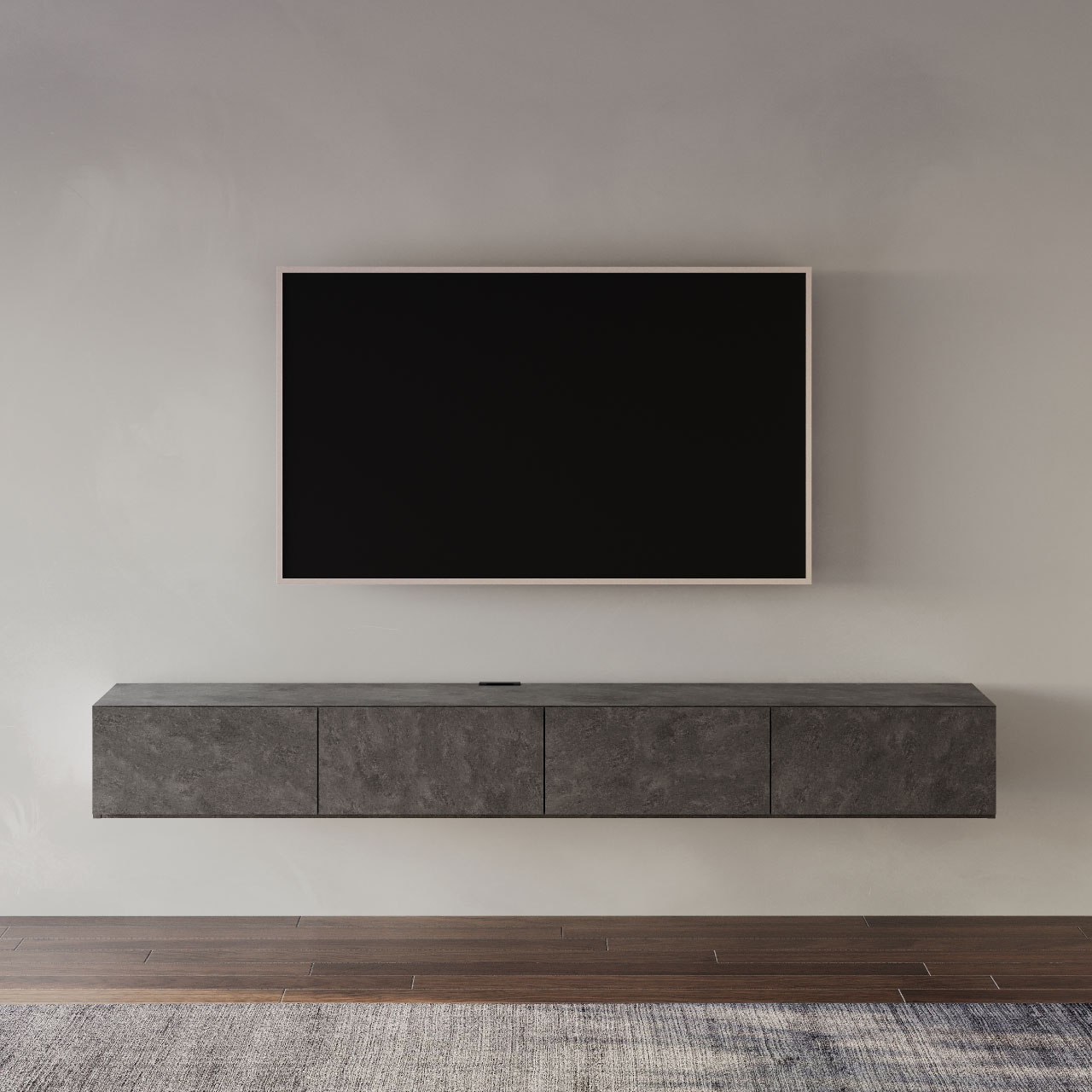フロートテレビボード 幅200cm 奥行36cm リモコン操作可能 同色仕上げ