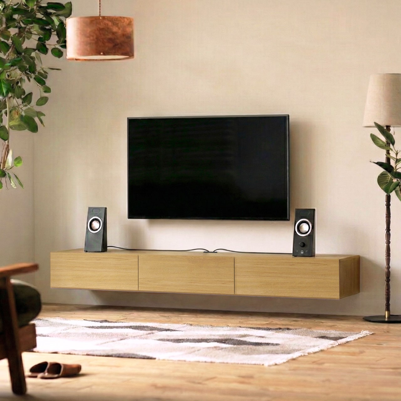 フロートテレビボード 幅180cm 奥行36cm リモコン操作可能 同色仕上げ