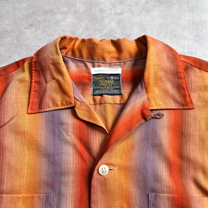 VINTAGE 70'S SEARS PERMA-PREST OPEN COLLAR LONG SLEEVE SHIRTS