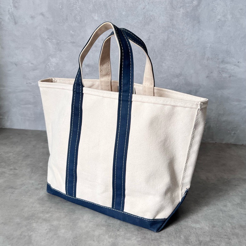 80'S L.L.Bean Boat And Tote Bag Made in USA WHITE/NAVY 80年代 L.L.