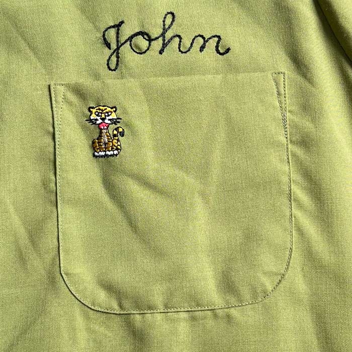 VINTAGE 60'S KING LOUIE BOWLING SHIRTS GREEN/M ヴィンテージ 60年代