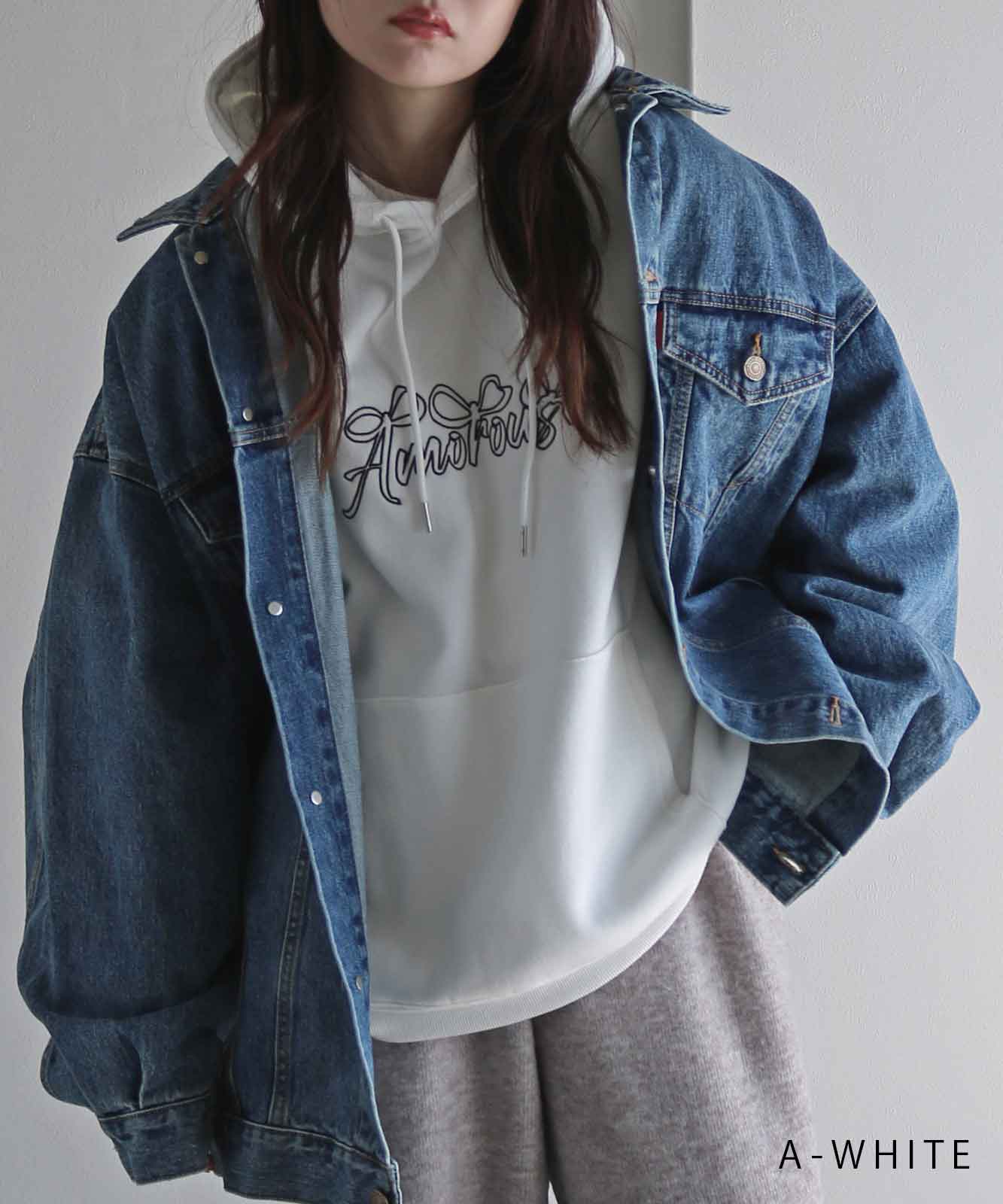 50%OFF】COURO リボンアート/ハートアート文字刺繍プルオーバー