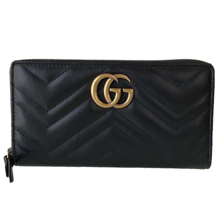 グッチ GUCCI 財布 長財布 ラウンドファスナー GGマーモント ブラック