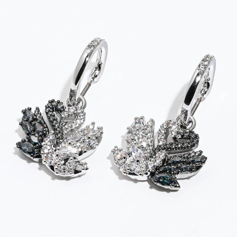 スワロフスキー SWAROVSKI ピアス Swan スワン ブラック クリア
