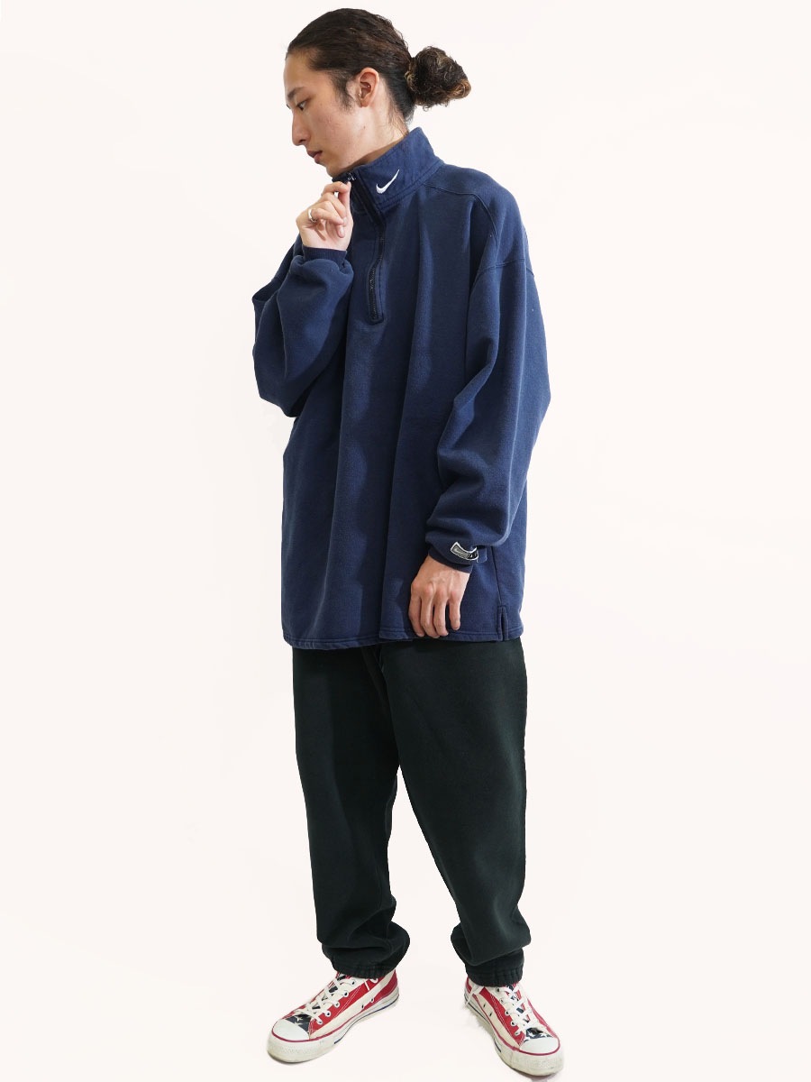 90's～ NIKE ハーフジップ P/Oスウェット ネイビー 表記(XL) | SOLD