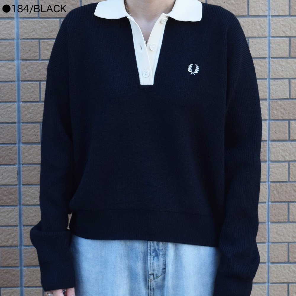 ニットポロ フレッドペリー トップス ポロシャツ 長袖 KNITTED SHIRT