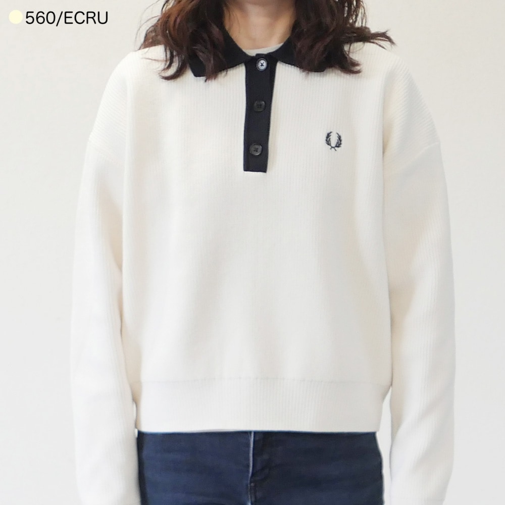 ニットポロ フレッドペリー トップス ポロシャツ 長袖 KNITTED SHIRT