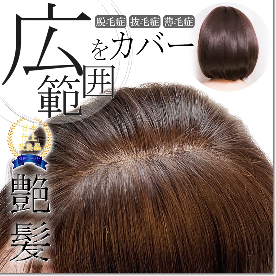 部分ウィッグ ワイドタイプ 人毛100% 日本仕上げ 高品質 25cm 30cm